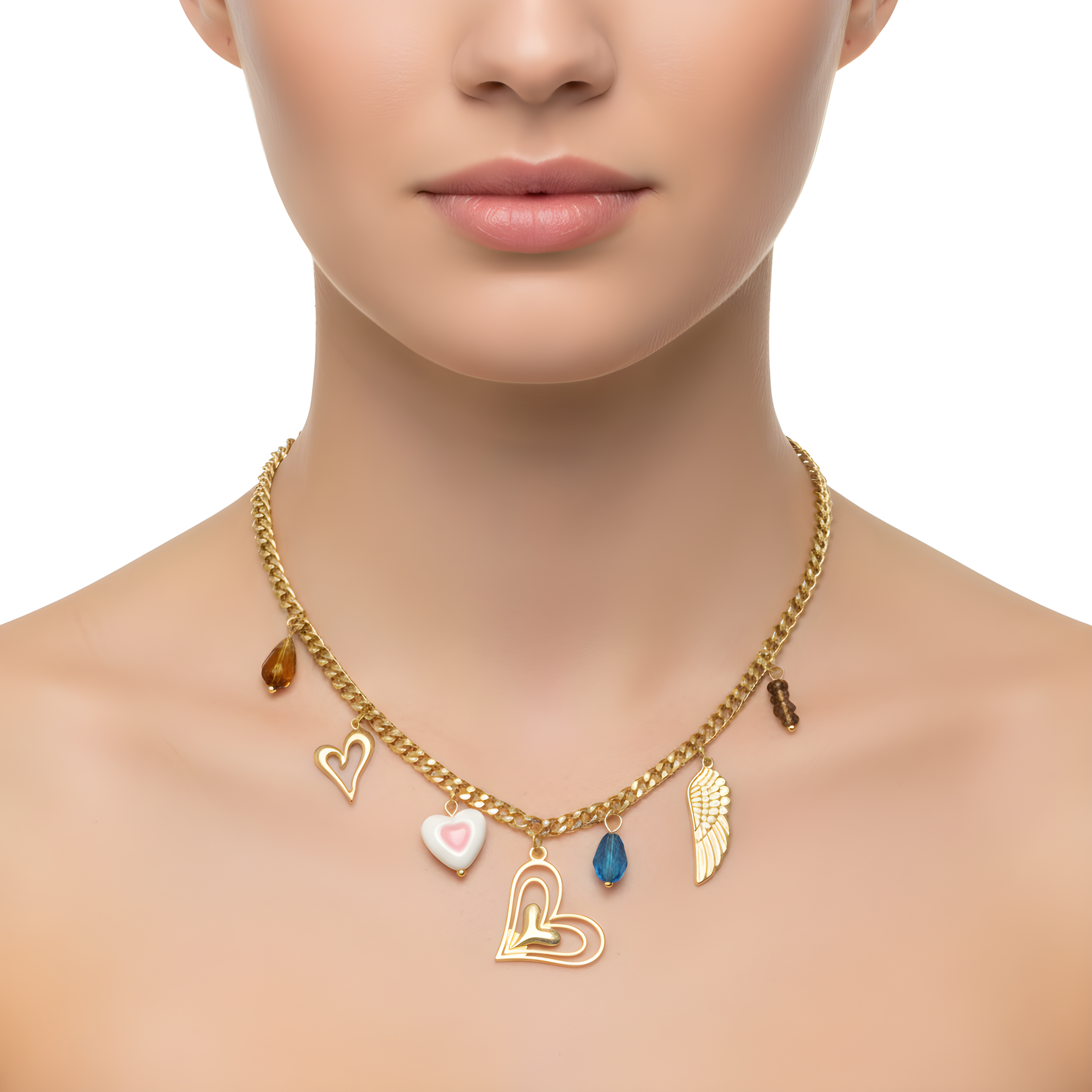 Luna Heart & Wing Charm Necklace - Image 2